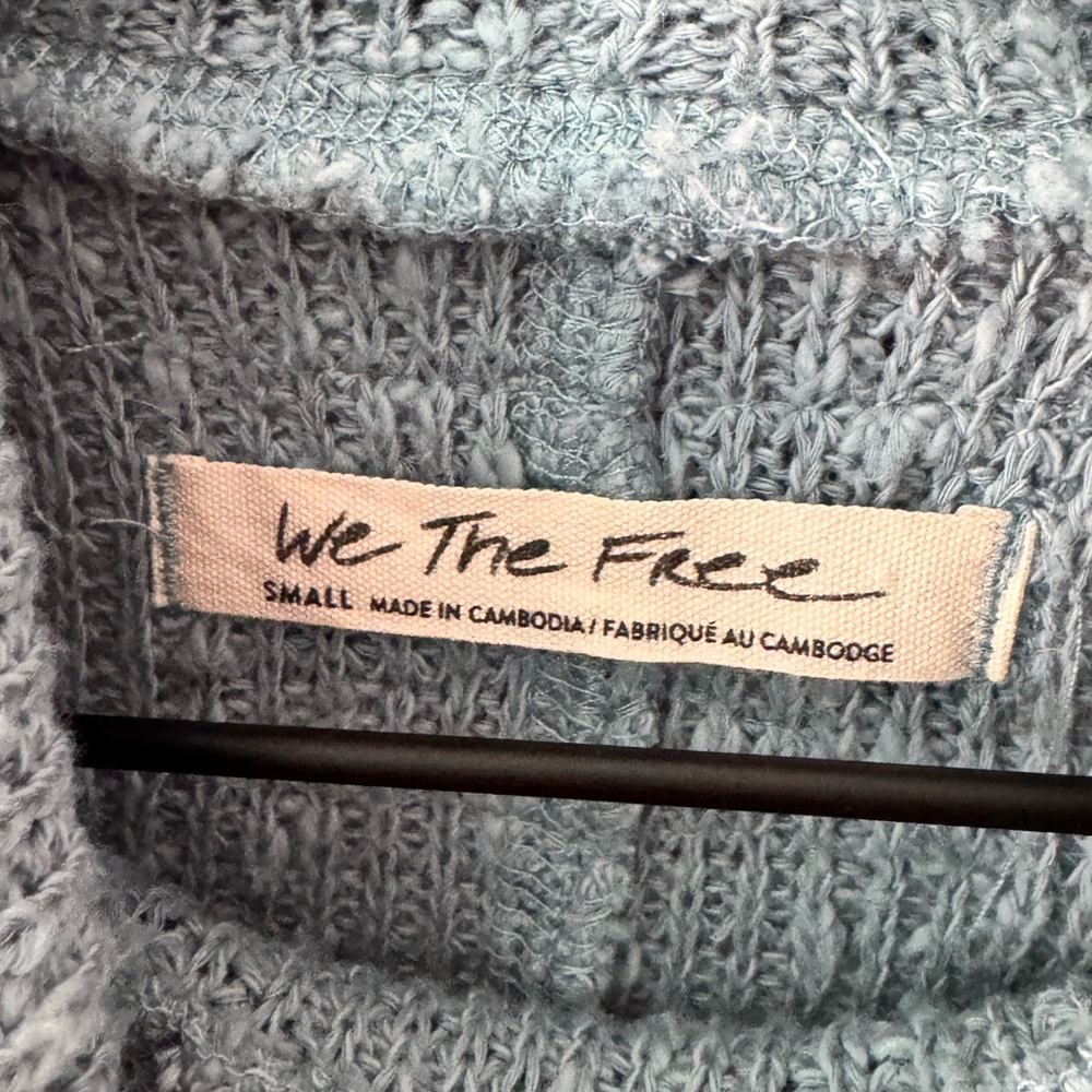 We The Free x Free People Teal Cowl Neck Sweater Small - Picture 5 of 7